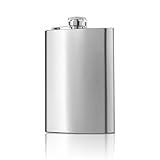 Silber Flachmann Edelstahl 304 9 Oz/245ml,Edelstahl Whiskeyflasche,Auslaufsicher, für Männer und Frauen Wandern und Party,Whiskey, Rum, Wodka