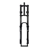 BSFHQS Luftgabel 26 27.5 29 Zoll Mountainbike Federgabel 1-1/8' Gerade Doppelschulter Downhill Gabel Federweg 180mm 9 * 100mm QR Manuelle Scheibenbremse Vorderradgabel(Black,26in)