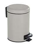WENKO Treteimer Mod. Leman, 3 Liter, mit herausnehmbarem Einsatz, aus lackiertem Stahl, 17 x 25 x 22,5 cm, Taupe matt