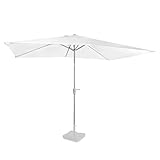 VONROC Sonnenschirm rechteckig 200x300 - Rechteckiger Sonnenschirm für Terasse, Garten, Balkon, Gastro - Knickbar, Kurbel, Wetterfest - Rapallo weiß