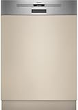 Neff S245ECS15E, N 50, Smarter XXL-Geschirrspüler Teilintegriert 60 cm, Spülmaschine mit Besteckschublade, Open Dry, starke Reinigung mit Chef 70ºC, höhenverstellbarer Oberkorb, Gebürsteter Stahl