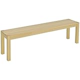 HOMCOM Sitzbank 3-Sitzer Holzbank Küchenbank im Landhaus-Stil, Essbank für Wohnzimmer, Küche, Eingang, Kiefernholz, bis 330 kg belastbar, 150 x 33 x 45 cm, Natur