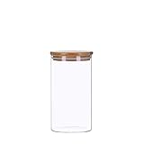 TALK-POINT Vorratsdosen aus Glas mit Bambusdeckel, Vorratsgläser, Glasbehälter | 350 ml - 2200 ml | luftdicht, Spülmaschinenfest, Mottensicher (1200 ml)