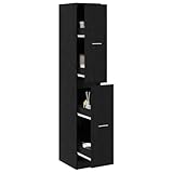 vidaXL Apotheker-Schrank Schwarze Eiche 30X41X174,5 cm Stauraumlösung für Zuhause und Büro Holzinnerer hoher moderner eleganter Möbel