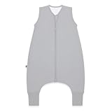 emma & noah Premium Baby Schlafsack mit Füßen Sommer, Bequem & Atmungsaktiv, 100% Bio-Baumwolle, Oeko-TEX Zertifiziert, Flauschig, Bewegungsfreiheit, 1.0 TOG (Essential Grau, 100 cm)