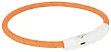 TRIXIE Leuchtring für Hunde XS-S orange – Leuchtendes Hundehalsband, ideal für Spaziergänge im Dunkeln – Aufladbar und individuell einstellbar - 12703