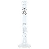 GHODT Bong aus Glas 40cm 50mm Durchmesser - 18.8 Chillum - Glasbong leicht abgewinkelt - großer Standfuß - inklusive Sieb