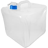 SHERCHPRY Faltbarer Großer Wasserbehälter 15L aus Robustem PE mit Zapfhahn Tragbarer Camping Wasserkanister für Outdoor Wandern und Notfall