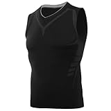 AMZSPORT Herren Kompressions-Tanktop Ärmellos Funktionsshirts Baselayer Unterhemd Schwarz XL