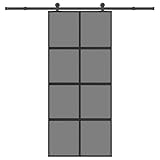 Puraday Glasschiebetür Modern Innentür Raumtrenner für Wohnzimmer oder Schlafzimmer Eingangsmöbel Platzsparendes Design Schwarz und Dunkel Transparent 90x205 cm