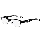 ZDDOUS Halbe Brille Frame Lightweight Al-Mg Metall Blaues Licht Computer Leser Lesebrille für Männer (schwarz,1.5)