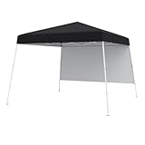 GOPLUS Pop-up Pavillon 3 x 3 m, Faltpavillon mit 1 Seitenwänden, Faltbarer Gartenpavillon mit Sonnenschutz, 4 Erdnägel, Metallrahmen, Tragetasche, tragbares Gartenzelt für Party, Markt (Schwarz)