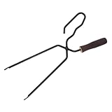 BAZEITFLOW Tragbare Feuerzange Grillzange mit Holzgriff Eisen Grillclip Entenschnabel für Camping und Grillküche