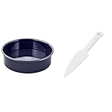 Dr. Oetker 2363 Oetker Hebeboden Ø 28 cm BACK-LIEBE EMAILLE, Kuchenform für köstliche Torten (Farbe: Blau) & Kuchenlöser, einfaches und schnelles Lösen (Farbe: weiß)