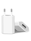 2er Pack Stecker für USB Ladekabel, USB Ladegerät 5W, Slim Ladestecker Netzteil 5V 1A, Netzstecker Adapter, Steckdosenadapter für iPhone Tablets, eBook Reader, Xperia, MP3, Smartphone Charger