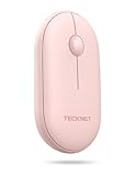 TECKNET Bluetooth Maus, 2.4G Maus Kabellos (BT 5.0/3.0 + 2.4G) Schlanke Funkmaus Wireless Mouse mit USB-A Empfänger, Leise Klicks, 1600DPI Tragbar für PC, Laptop, Mac, Computer, Windows, Android, Rosa
