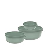 Mepal - Mikrowellengeschirr set 3-teilig Lumina - Frischhaltedosen mit Deckel für Kühlschrank, Gefrierschrank, Dampfgarer & Mikrowelle - Aufbewahrungsbox - 250 + 750 + 1500 ml - Nordic sage
