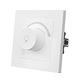 MVAVA Lichtschalter Dimmbar 1 Fach 1 Weg Dimmschalter Unterputz Lichtschalter 86mm*86mm für Dimmbare LED-Leuchten, Glühlampen Kunststoff Weiß