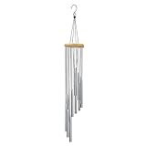 Windspiele, Wind Chimes Draußen mit 12-Aluminiumrohre-Windglocken, 23-Zoll-Melodie-Windglocken für Garten Patio Heimdekoration Geschenke (Silber)