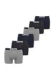 Levi’s Einfarbige Basic-Boxerslips, atmungsaktive Herrenunterwäsche aus Bio-Baumwolle mit elastischem Bund und doppelter Einlage, keine hochrutschenden Beinöffnungen, 6er-Pack