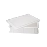 SANTOS Pizzaballenbox - 40x30x10cm - Pizzabox mit Deckel - Gärbox für Pizza, Sauerteig & Backwaren - Spülmaschinenfest - Teigbox/Teigwanne Kunststoff