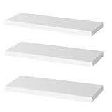 OUDIE Wandregal Weiß, 3er-Set Schweberegal, Moderne Weiss Wand Regal, Dekorative Wandregal, Verwendung für Wohnzimmer, Küche, Schlafzimmer, Büro, Flur und mehr