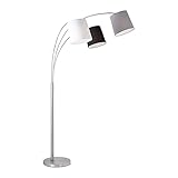 etc-shop LED Stehlampe dimmbar mit Fernbedienung Bogenlampe Wohnzimmer grau Stehleuchte Deckenfluter dreiflammig Stoffschirm, RGB Farbwechsel, 3x 8,5W 3x 806lm warmweiß, LxH 100 x 190 cm