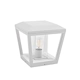 Lucande Außenleuchte Dunia (spritzwassergeschützt (Modern) in Weiß aus Aluminium (1 flammig, E27) - Wegeleuchte Pollerleuchte Wegelampe Sockelleuchte
