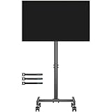 BONTEC TV Ständer Rollbar für 13-49 Zoll Flat Curved TVs, Tragbarer Mobiler TV Wagen mit 4 Rollen, Höhenverstellbarer TV Ständer auf Rädern bis 20 kg, max. VESA 200x200mm für Heim und Büromeetings