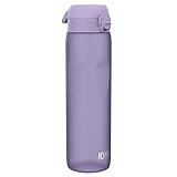 Ion8 1 Liter Trinkflasche, 1000ml, Auslaufsicher, Einhandöffnung, Sichere Verriegelung, Spülmaschinenfest, BPA-frei, Tragegriff, Leicht zu Reinigen, Ideal für Sport und Fitnessstudio, Helles Lila