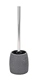 WENKO WC-Garnitur Mod. Goa, Toilettenbürstenhalter aus schwerem Kunststein (Polyresin) im natürlichen Stein-Look, inklusive Toilettenbürste mit auswechselbarem Bürstenkopf, Ø 11,8 cm x 38,5 cm, Grau