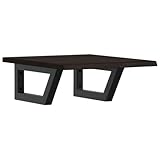 Waschtischplatte mit Trapezförmige Stahlhalterung, Holzregale für Studie oder Badezimmer, Massivholz Eiche 40 x 50 x 2 cm Dunkelbraun & Schwarz