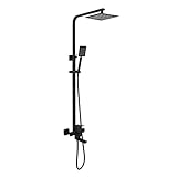 Edelstahl Regenduschsystem Wandmontage Schwarz Duschset mit verstellbarem Überkopfbrause & Badewannenarmatur für Bad & Hotel Gebrauch