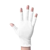 ANSMIO Baumwollhandschuhe Weiß – 2 Paar, offene Fingerspitzen, Touchscreen-geeignet, feuchtigkeitsspendende Schlafhandschuhe gegen trockene Hände