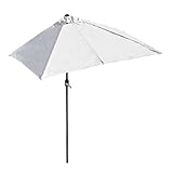 CAFIEDR Halbschirm, rechteckiger Balkonschirm 2 m/2,5 m für kleine Räume, Stabiler Gartenschirm mit Kurbelsystem, ideal für Wände, Veranden und Fenster(White Umbrella 250x130cm)