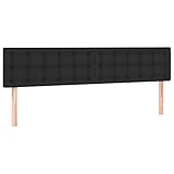 vidaXL Kopfteil 2 STK., Bettkopfteil mit Holzbeinen, Höhenverstellbar Polsterkopfteil für Bett, Betthaupt Bettzubehör Schlafzimmer, Schwarz 90x5x78/88cm Kunstleder