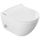 VIBA Sua Hänge Dusch WC integrierte Kaltwasser Armatur SPÜLRANDLOS Taharet Bidet Taharat Intimdusche inkl. Slim Soft-Close Deckel