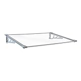 TrutzHolm® Aluminium Vordach Haustürvordach Pultvordach 150 x 90 cm Schneelast 95kg | Polycarbonatplatte | nach Auswahl (120x80 cm, grau)