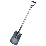 Gärtnerspaten Bauspaten Stahl pulverbeschichtet mit Trittkante Holzstiel Fiberglas Ummantelung und D-Griff Garten Grabe Spaten Metall Holz Stiel