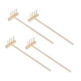 SOPOTUTU 4 Stück Mini-Holzrechen und Sandrechen Tisch im Freien Schnecke Kleiner Mini-Rechen Sandkasten-Werkzeuge für den Garten Mini-Rechen für Sandkasten Kleiner Rechen Gartenbedarf Khaki