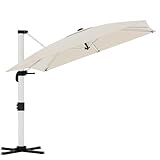 TRIUMPHKEY Sonnenschirm Balkon 300x400x260 cm Aluminium Freischwingender Sonnenschirm mit Kurbel Wasserdichter Gartenschirm, UV50+ Sonnenschutz, 360° drehbar, Beige