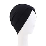 Schwarz Schwimmkappe Damen,Einfach Badekappe Damen,Schwimmhaube,Retro Swimming Cap Women,Elastisch Badekappe Stoff,für Lange Kurze Haare Frauen