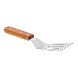 TOVINANNA Edelstahl Pfannenwender mit Holzgriff Kleiner Flexibler Spachtel für Grill Teppanyaki Braten und Backen Rostfrei Leicht zu Reinigen und Kompakt für Küche und Outdoor