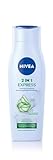 NIVEA 2in1 Express Shampoo & Spülung, intensive Haarpflege mit Aloe Vera und Glanz Serum, Haarshampoo & Spülung für Pflege in Expresszeit (250 ml)