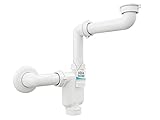 Aqua Bagno Raumsparsiphon Waschtisch - Möbelsiphon - Siphon platzsparend - Siphon flach - Bad - flexibel einstellbar - G 1 1/4 Zoll - DN32