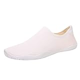 Barfußschuhe Damen Barfussschuhe Wasserschuhe Junge Mädchen Badeschuhe Barfuß Schuhe Aquaschuhe Schwimmschuhe Strandschuhe rutschfeste Schnell Trocknend Badeschuhe Damen Surfschuhe Unisex (White, 41)