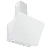 VLANO MELIA Pure 60 WH Umluft Schräg Dunstabzugshaube mit LONG LIFE FILTER, 680 m³/h, Fernbedienung, 4 Leistungsstufen, Kopffreihaube Weiß, 60cm, Touch-Bedienung, EEK:A