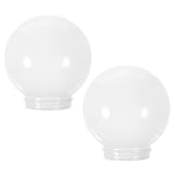 PAMINGONO 2 Stück Teiliges Acryl Kugellampenschirme Outdoor Ersatz Lampenschirm Milchig Weiß Wetterfest für Garten Terrasse Wandleuchten