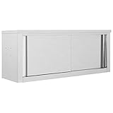 vidaXL Wandhängeschrank mit Schiebetüren Gastro Hängeschrank Wandschrank Schrank Küchenschrank Oberschrank Küche 120x40x50cm Edelstahl