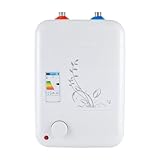 8L Kleiner Druckfester Warmwasserspeicher Druckfest Kleinspeicher 1500W Untertischspeicher Untertischboiler Temperatur einstellbar Thermostop-Funktion für Küchenspüle, Bad [Energieklasse B]